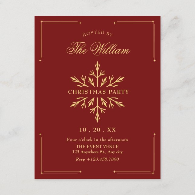 Convites Christmas holiday party snowflake (Frente)