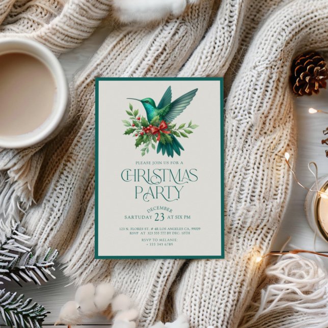 Convites Christmas Hummingbird Party Invite (Criador carregado)