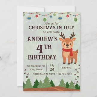 Convites Christmas in July Birthday Party Invitation