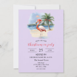 Convites Christmas in July Custom Company Name Flamingo