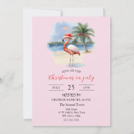 Convites Christmas in July Custom Company Name Flamingo