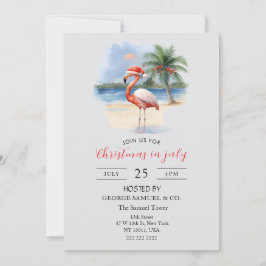 Convites Christmas in July Custom Company Name Flamingo