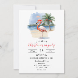 Convites Christmas in July Custom Company Name Flamingo