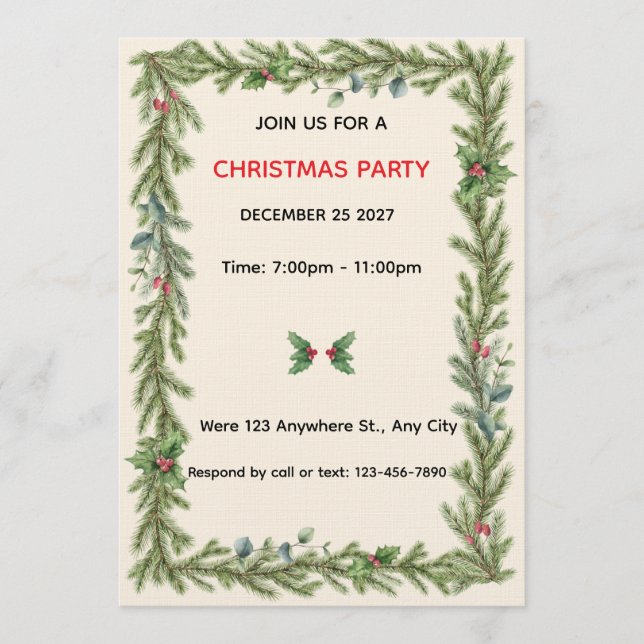 Convites Christmas Invitation  (Frente)