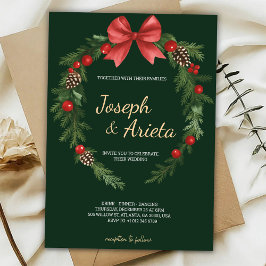 Convites Christmas Invitation card with a wreath design