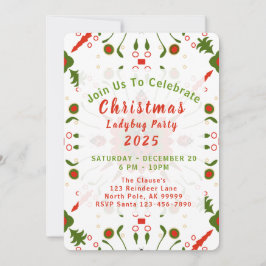 Convites Christmas Ladybug Party Red White Green