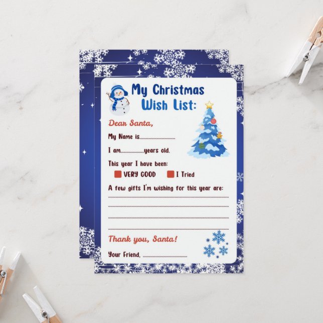 Convites Christmas Letter to Santa Winter Wonderland  (Frente/Verso In Situ)