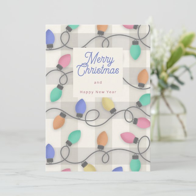 Convites Christmas lights (Em pé/Frente)