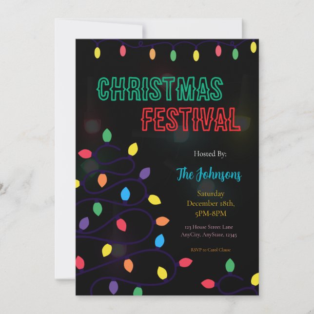 Convites Christmas Lights Festival Invitation (Frente)