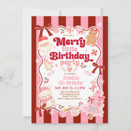 Convites Christmas Merry Little Birthday Invitation