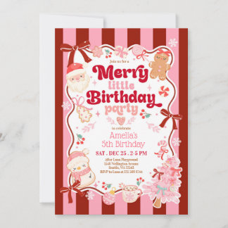 Convites Christmas Merry Little Birthday Invitation