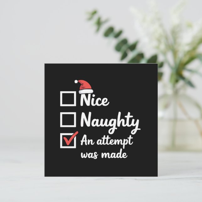 Convites Christmas Nice Naughty Attempt Was Made Xmas (Em pé/Frente)