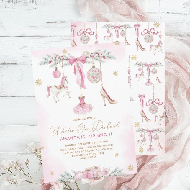 Convites Christmas Nutcracker One DerLand pink ballet baby  (Criador carregado)