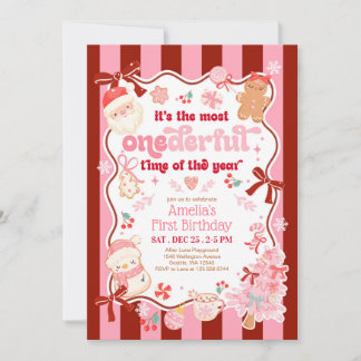 Convites Christmas ONEderful Time First Birthday Invitation