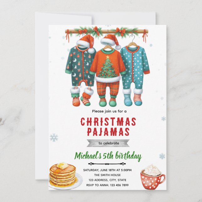 Convites Christmas pajama brunch invitation (Frente)