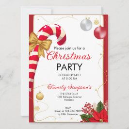 Convites Christmas Party Candy Cane