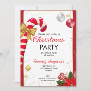 Convites Christmas Party Candy Cane