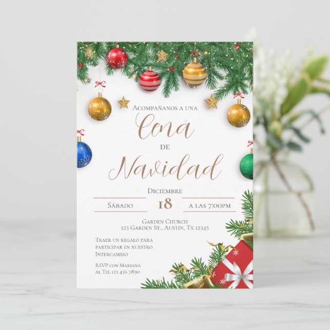 Convites Christmas Party Invitation (Em pé/Frente)