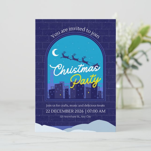 Convites Christmas Party Invitation (Em pé/Frente)