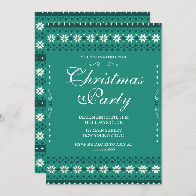 Convites Christmas Party Invitation  (Frente/Verso)
