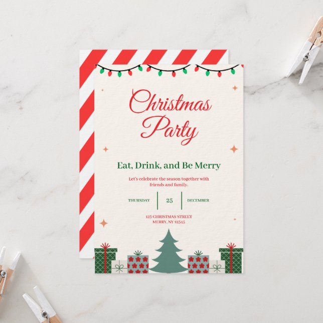Convites Christmas Party Invitation (Frente/Verso In Situ)