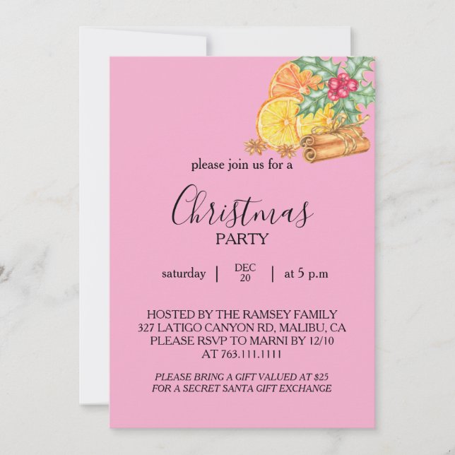 Convites Christmas Party Invitation Card (Frente)