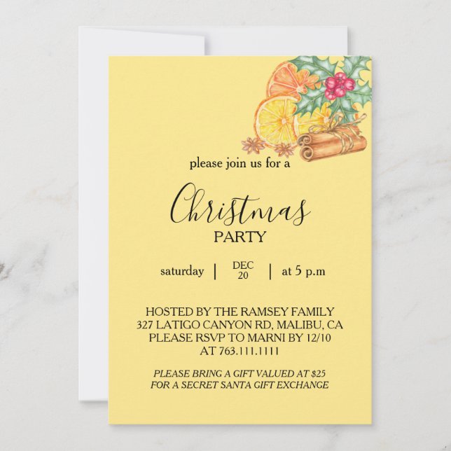 Convites Christmas Party Invitation Card (Frente)