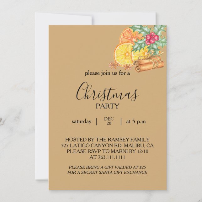 Convites Christmas Party Invitation Card (Frente)