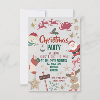 Convites Christmas party invitation for kids and families