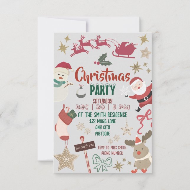Convites Christmas party invitation for kids and families (Frente)