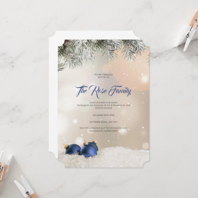 Convites Christmas Party Invitation, Holiday Greetings Card (Frente/Verso In Situ)