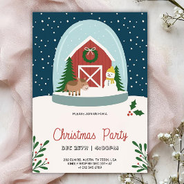 Convites Christmas party Invitation with a cozy barn