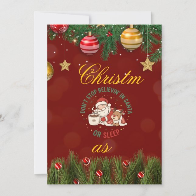 Convites Christmas Party Invitation with Santa Claus Illust (Frente)