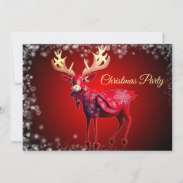 Convites Christmas Party Red Reindeer Winter Holidays