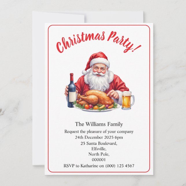 Convites Christmas Party Santa Claus Design Xmas (Frente)