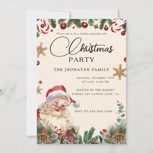 Convites Christmas Party Winter Botanical (Frente)