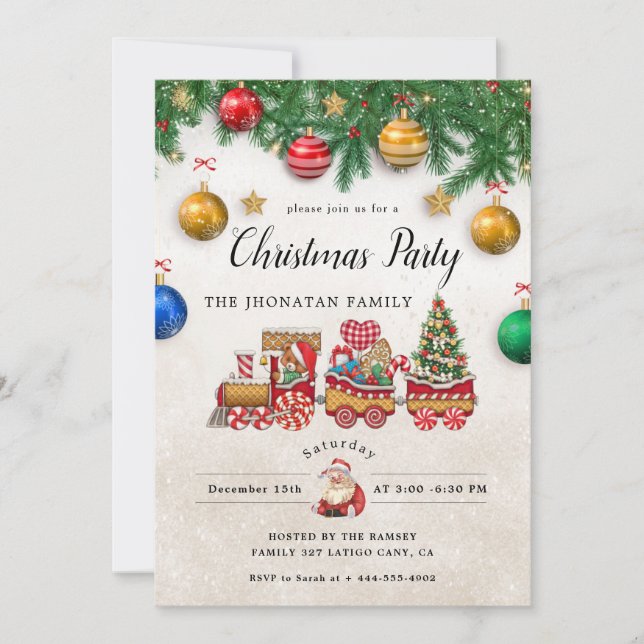 Convites Christmas Party Winter Botanical Invitation (Frente)