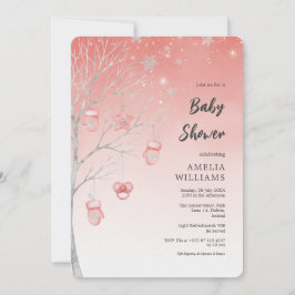 Convites Christmas Pastel Red Winter Tree Baby Shower