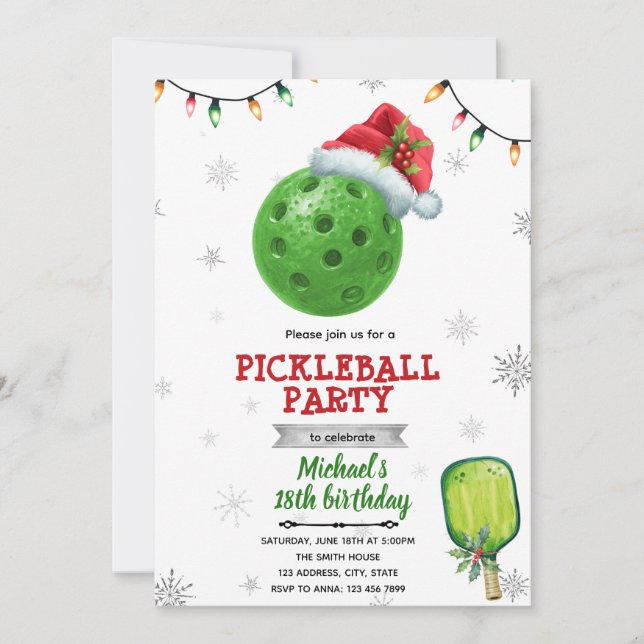 Convites Christmas pickleball party invite (Frente)