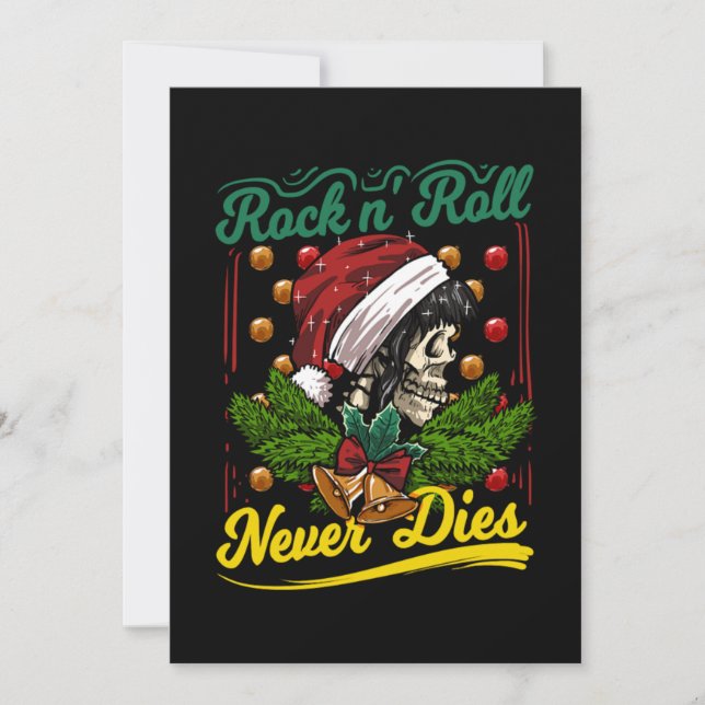 Convites Christmas Rock n Roll Never Dies Rockabilly Girl S (Frente)