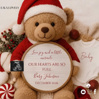 Convites Christmas santa Teddy Bear Pregnancy Announcement