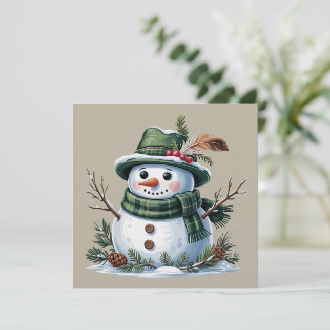 Convites Christmas Snowman Winter Season Holiday (Em pé/Frente)