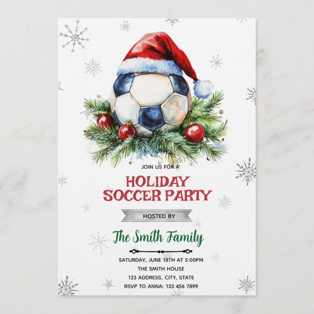Convites Christmas soccer party invitation (Frente)