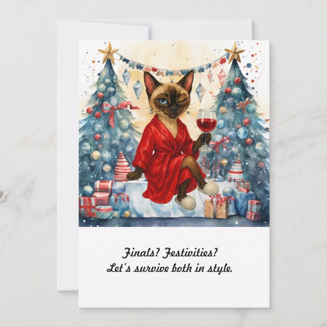 Convites Christmas Study Break Invitation Siamese Cat (Frente)