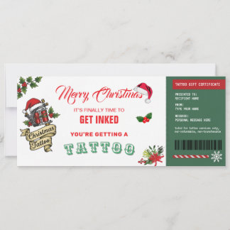 Convites Christmas Tattoo Gift Certificate Card Voucher