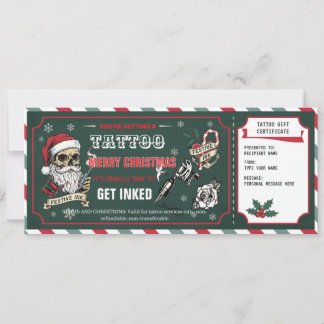Convites Christmas Tattoo Gift Certificate Card Voucher