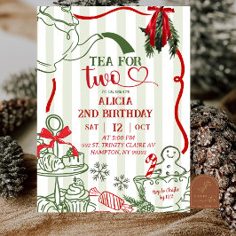 Convites Christmas Tea 2nd Birthday Scribble Hand Drawn 
