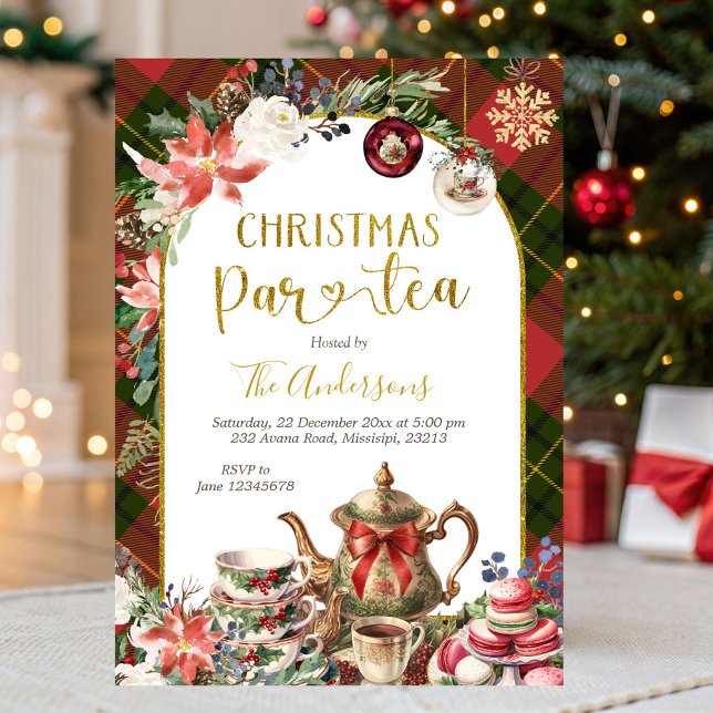 Convites Christmas Tea Holiday Party Invitation (Criador carregado)