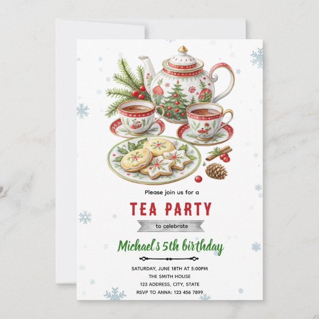 Convites Christmas tea party invitation (Frente)
