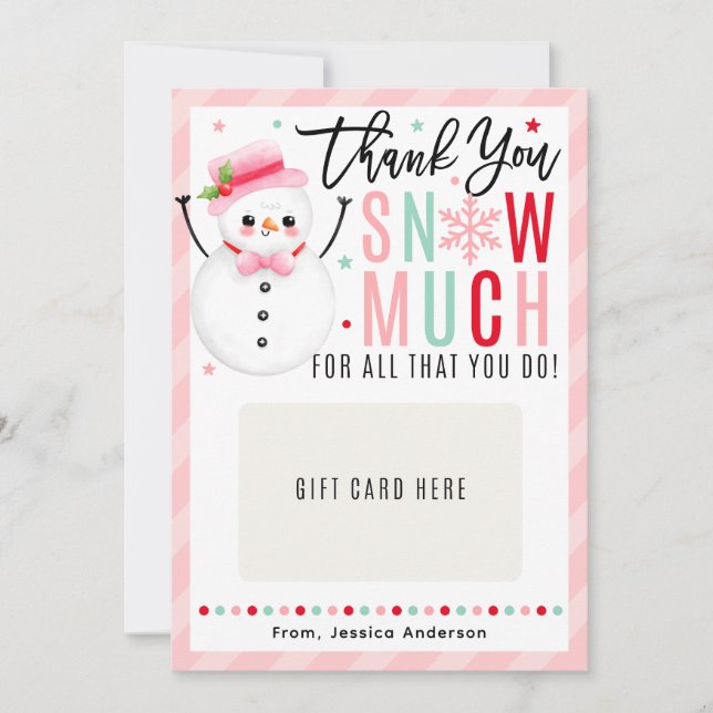 Convites Christmas Teacher Thank You Pink Gift Card Holder (Frente)